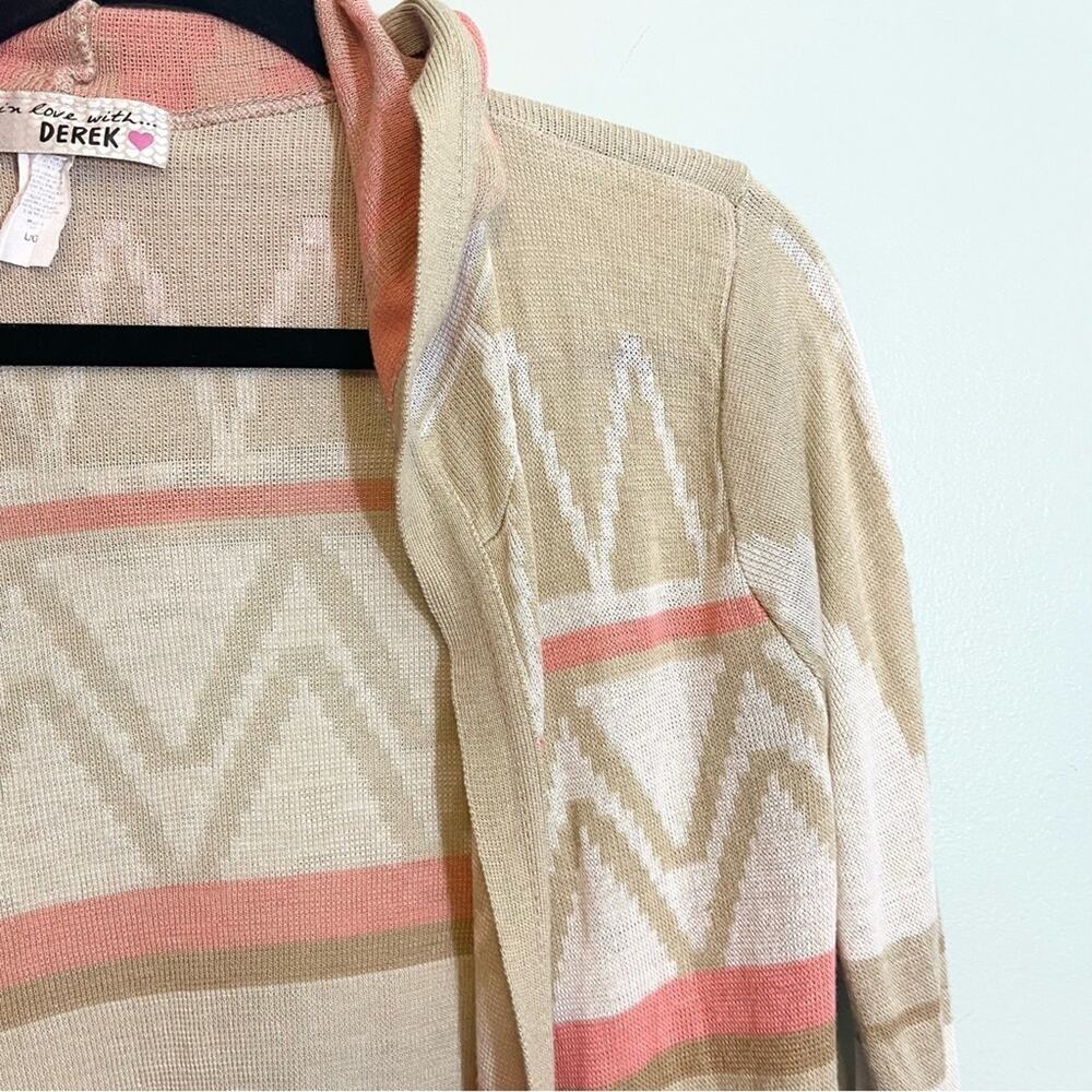 Derek Heart Tribal Print Open Front Long Sleeve Hooded Cardigan Sweater Large - Picture 5 of 13
